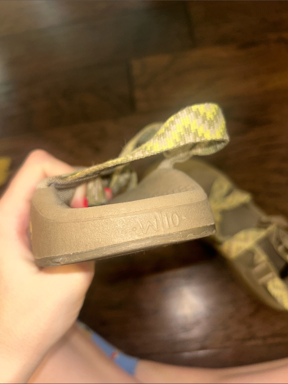 Chaco Olive and Yellow Patterned Strappy Sandals - Picture 5 of 7
